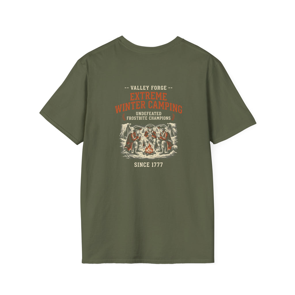Valley Forge Winter Camping Back Print T-Shirt