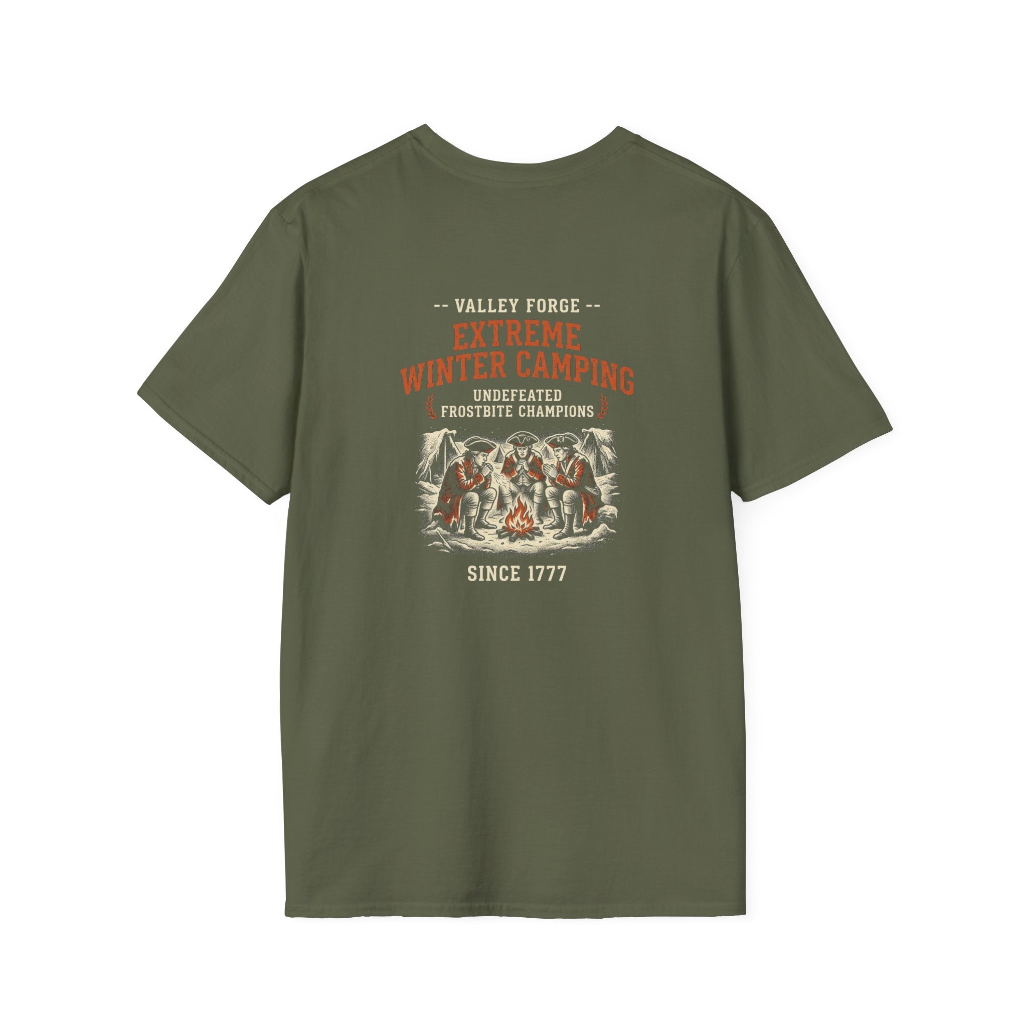 Valley Forge Winter Camping Back Print T-Shirt