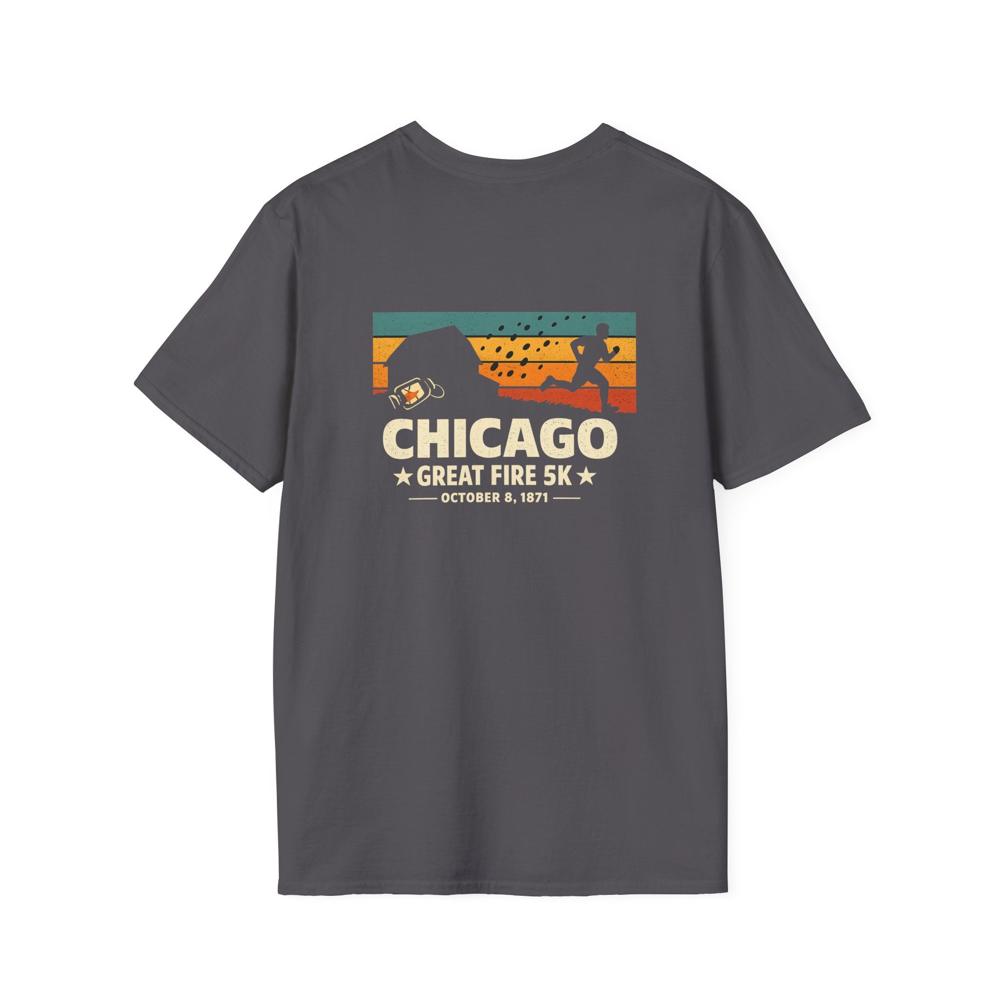 Chicago Great Fire 5K Retro Back Print T-Shirt