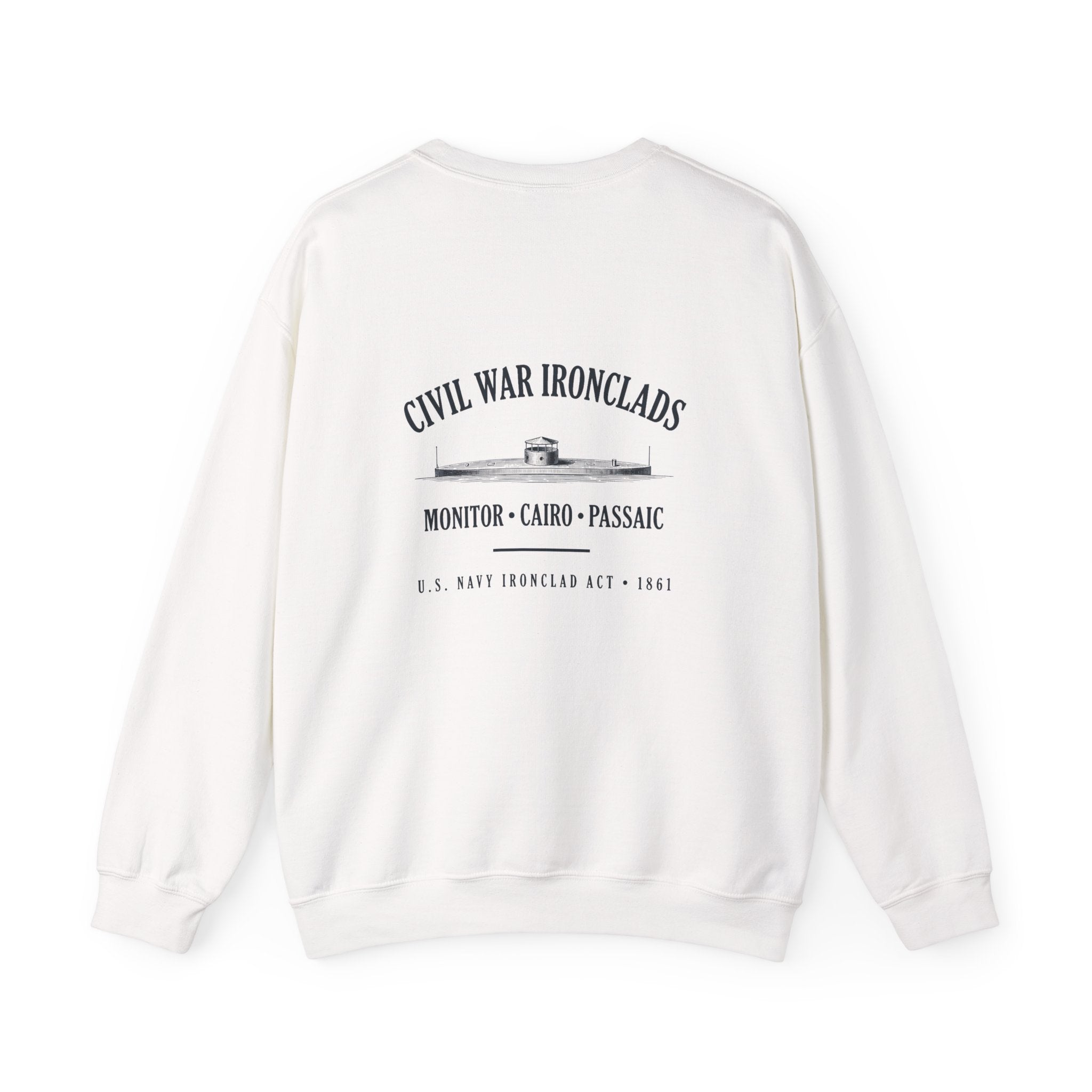 Civil War River Ironclads Back Print Sweatshirt