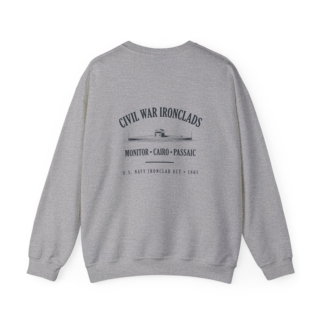 Civil War River Ironclads Back Print Sweatshirt
