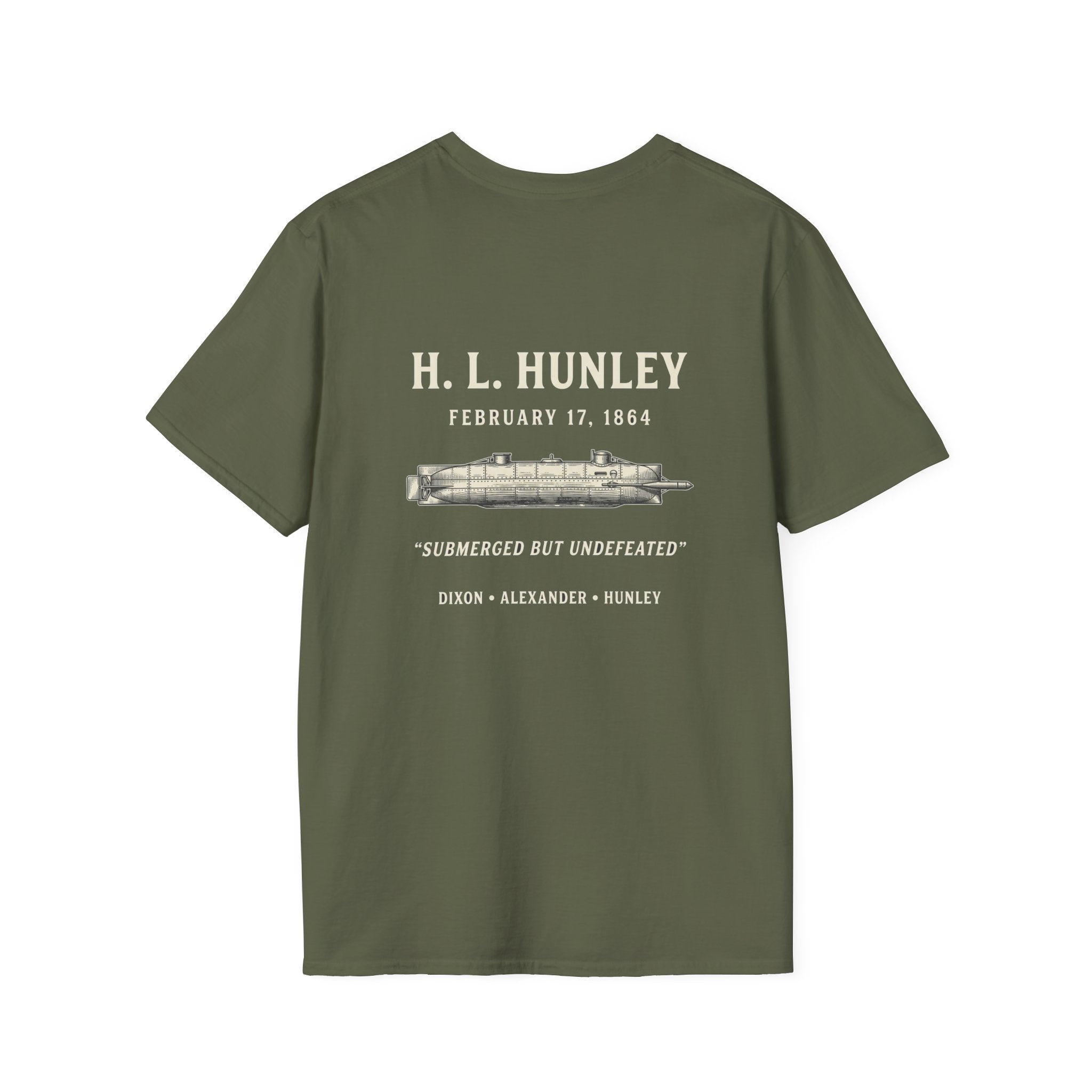 Css Hunley Submarine Memorial Back Print T-Shirt