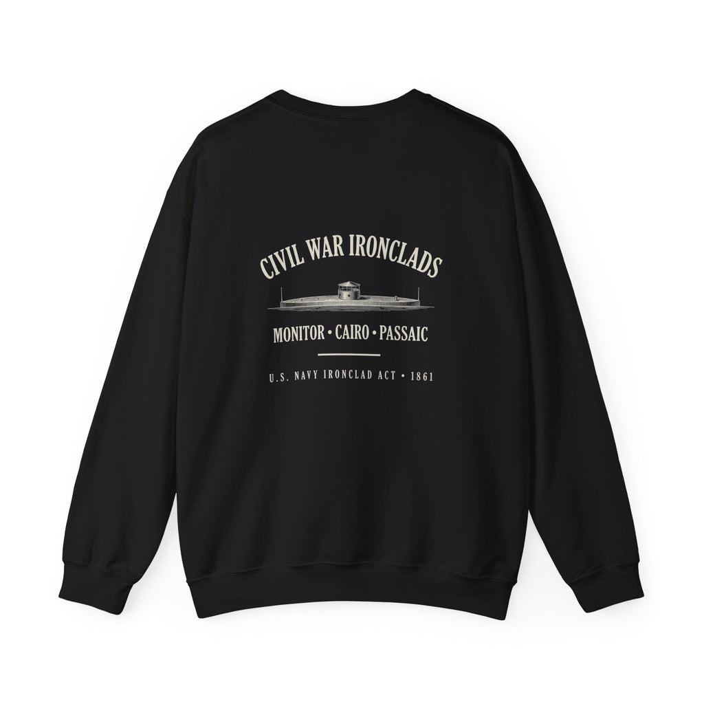 Civil War River Ironclads Back Print Sweatshirt