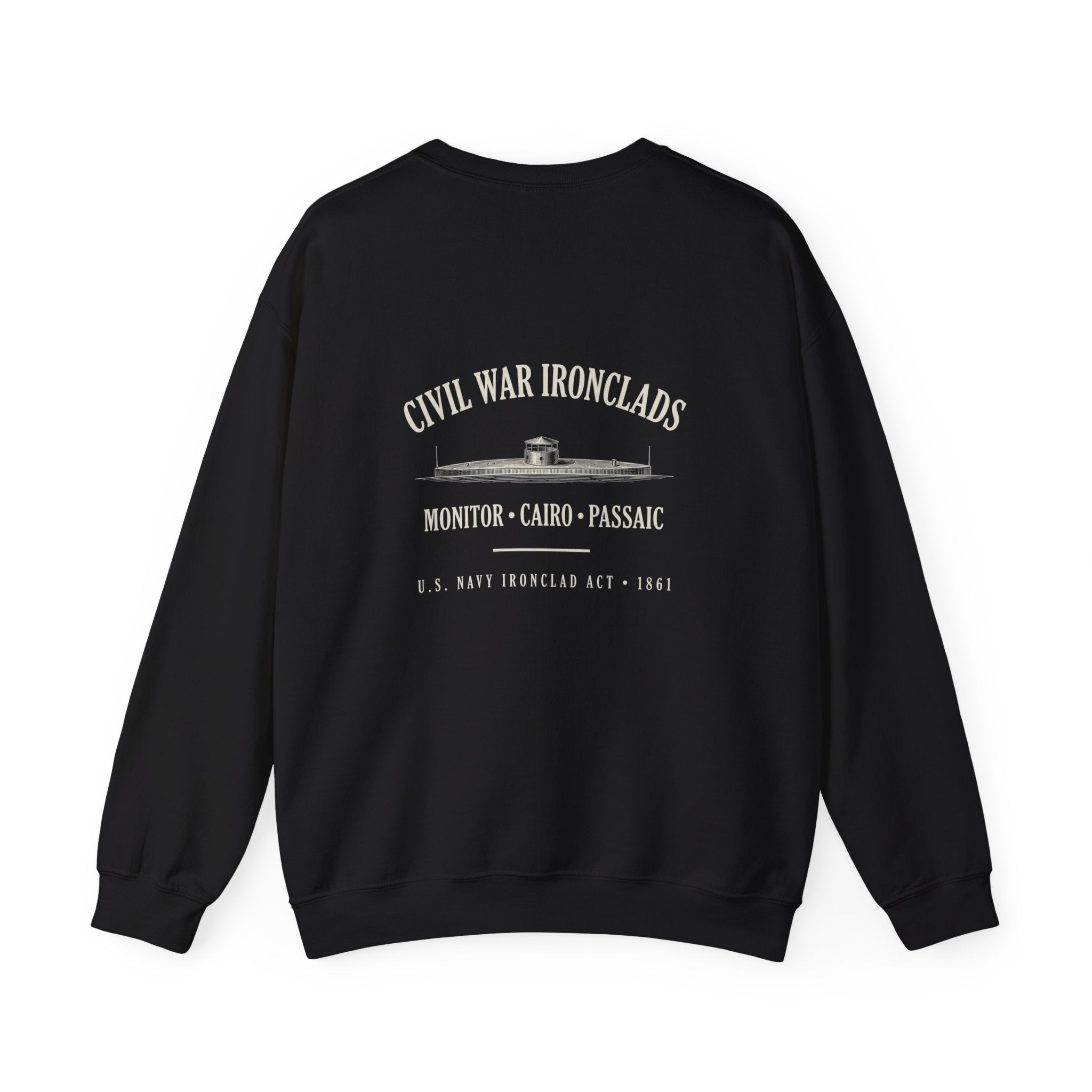 Civil War River Ironclads Back Print Sweatshirt
