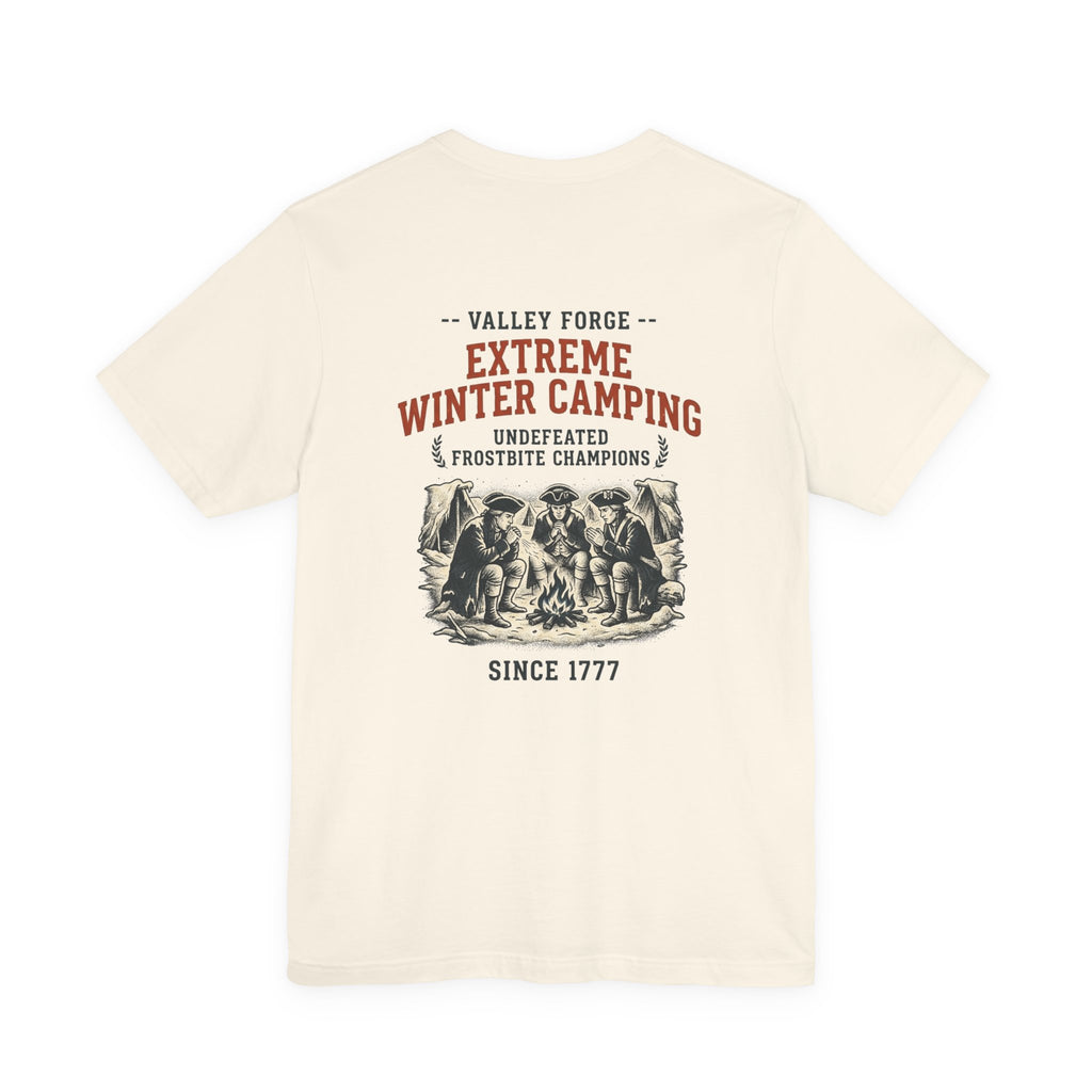 Valley Forge Winter Camping Back Print Premium Tee