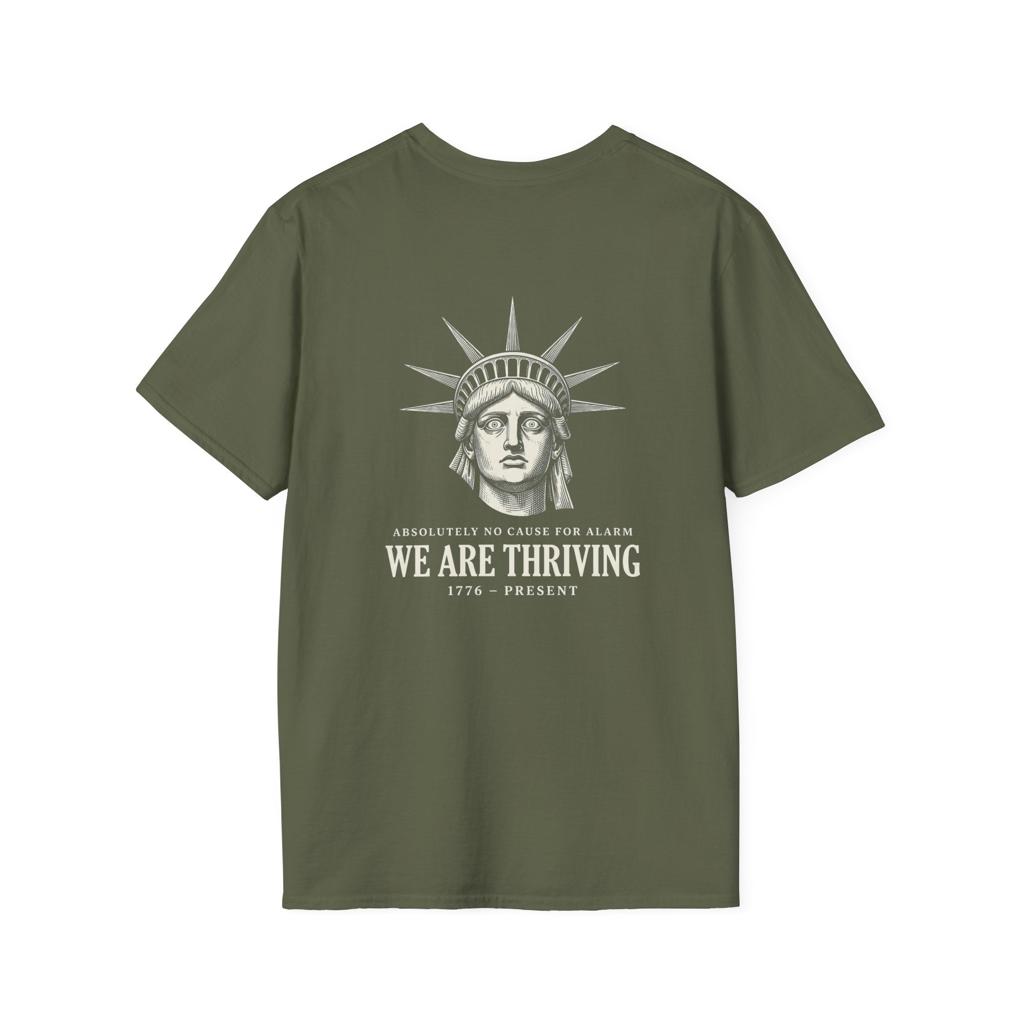 Lady Liberty We Are Thriving Back Print T-Shirt
