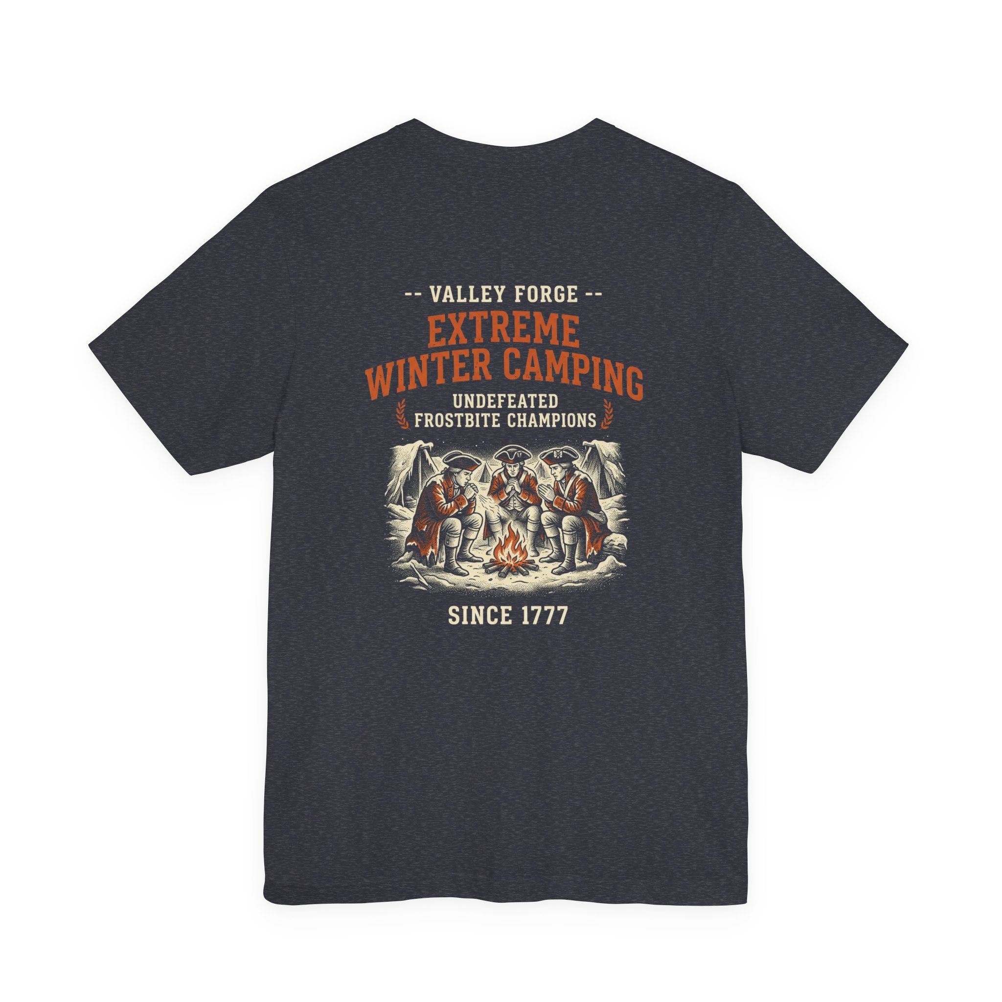 Valley Forge Winter Camping Back Print Premium Tee