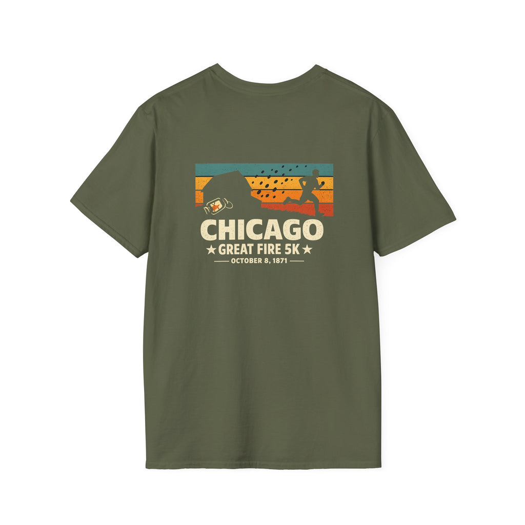 Chicago Great Fire 5K Retro Back Print T-Shirt