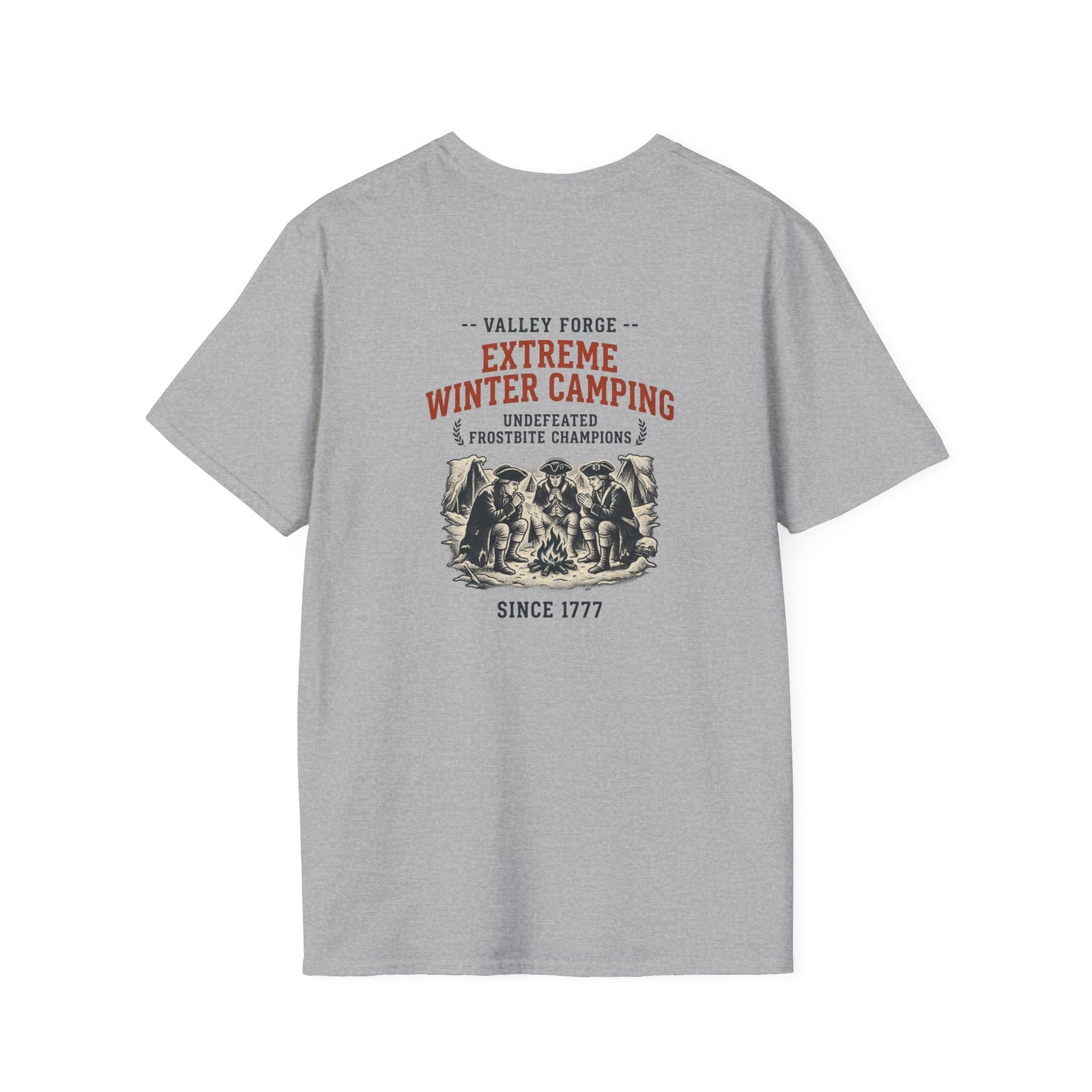 Valley Forge Winter Camping Back Print T-Shirt