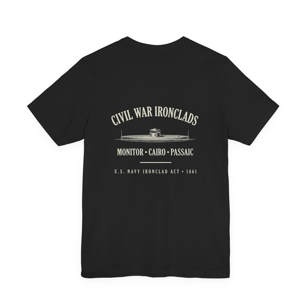Civil War River Ironclads Back Print Premium Tee