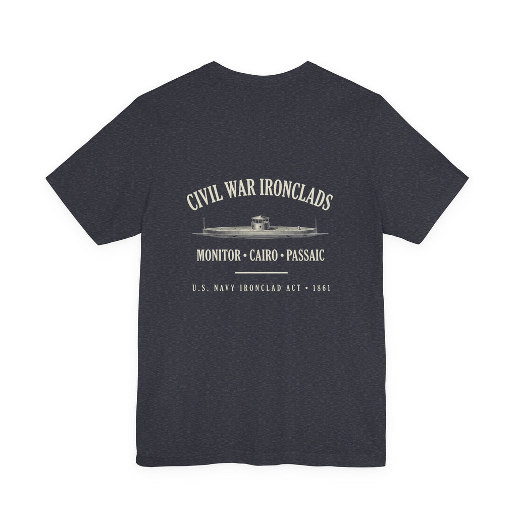 Civil War River Ironclads Back Print Premium Tee