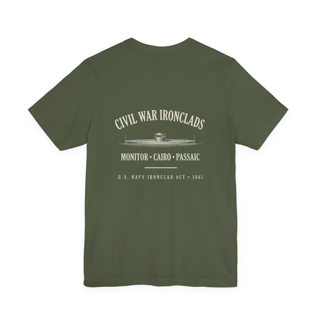 Civil War River Ironclads Back Print Premium Tee