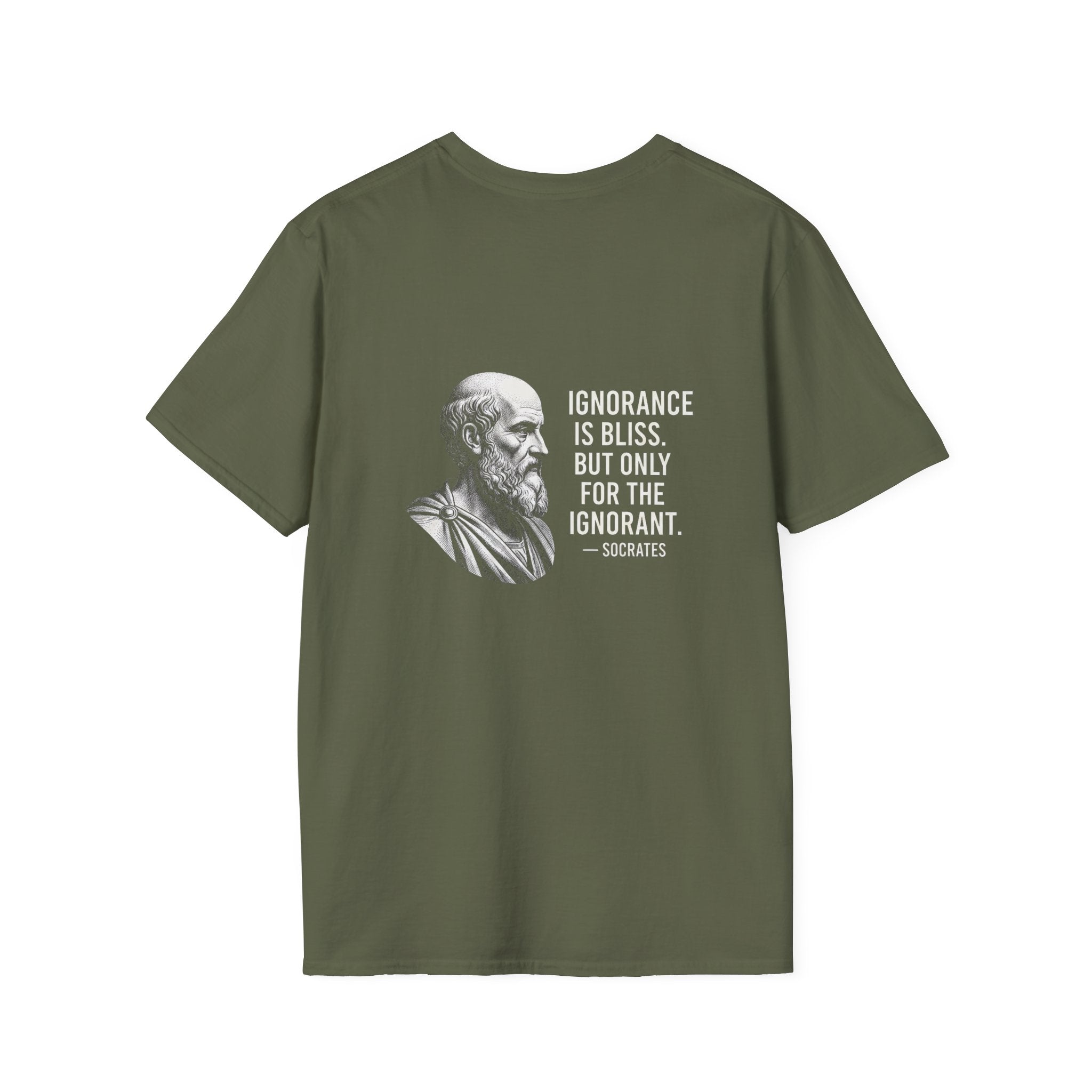Socrates Ignorance Is Bliss Quote Back Print T-Shirt