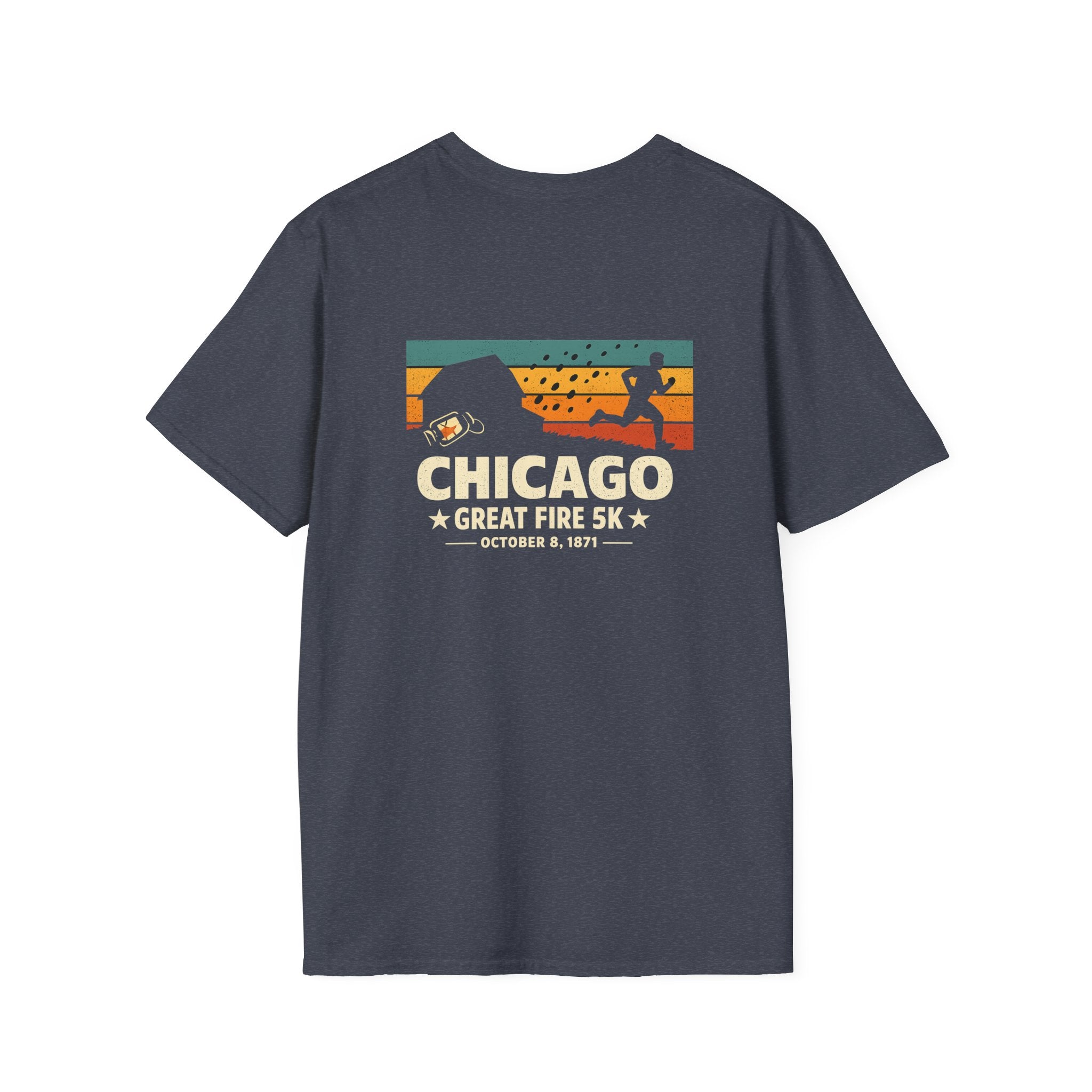 Chicago Great Fire 5K Retro Back Print T-Shirt