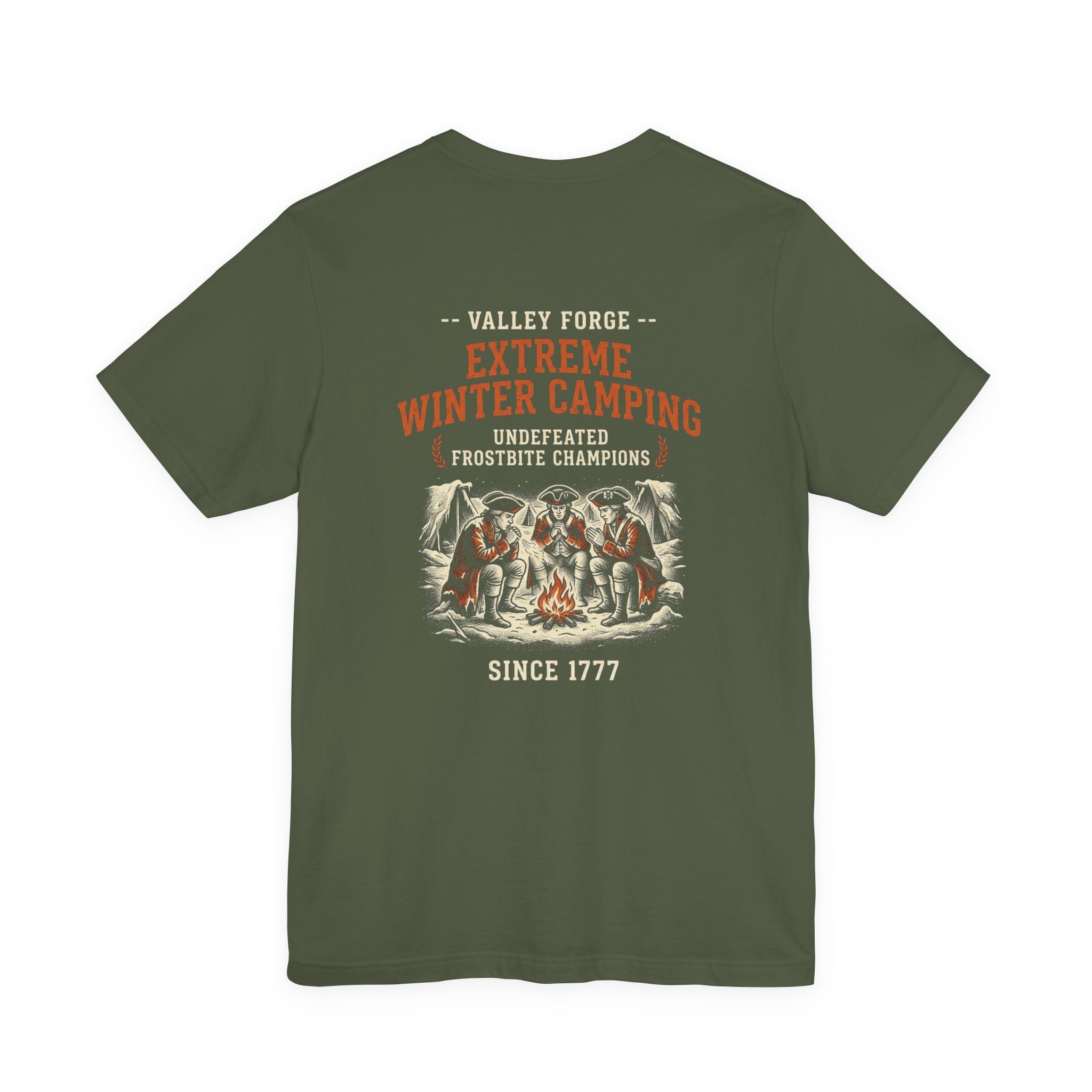 Valley Forge Winter Camping Back Print Premium Tee