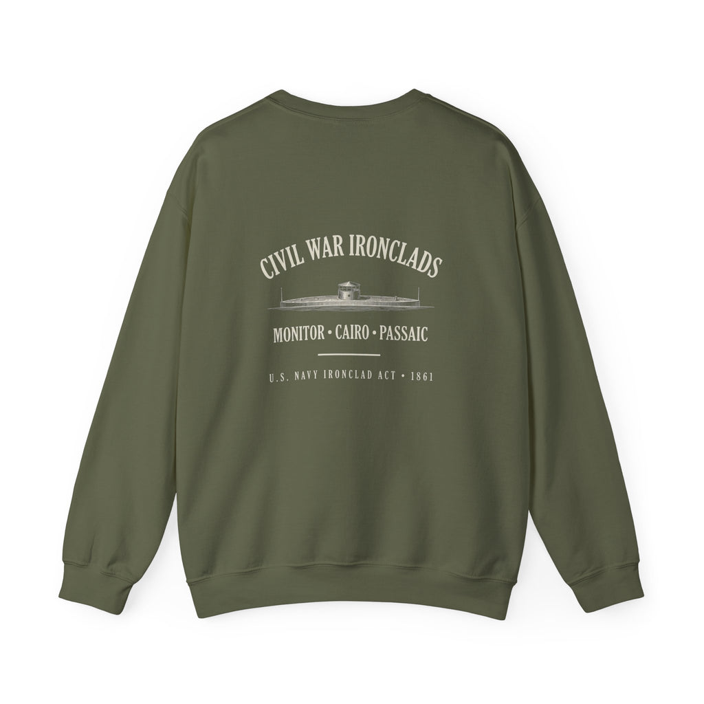 Civil War River Ironclads Back Print Sweatshirt