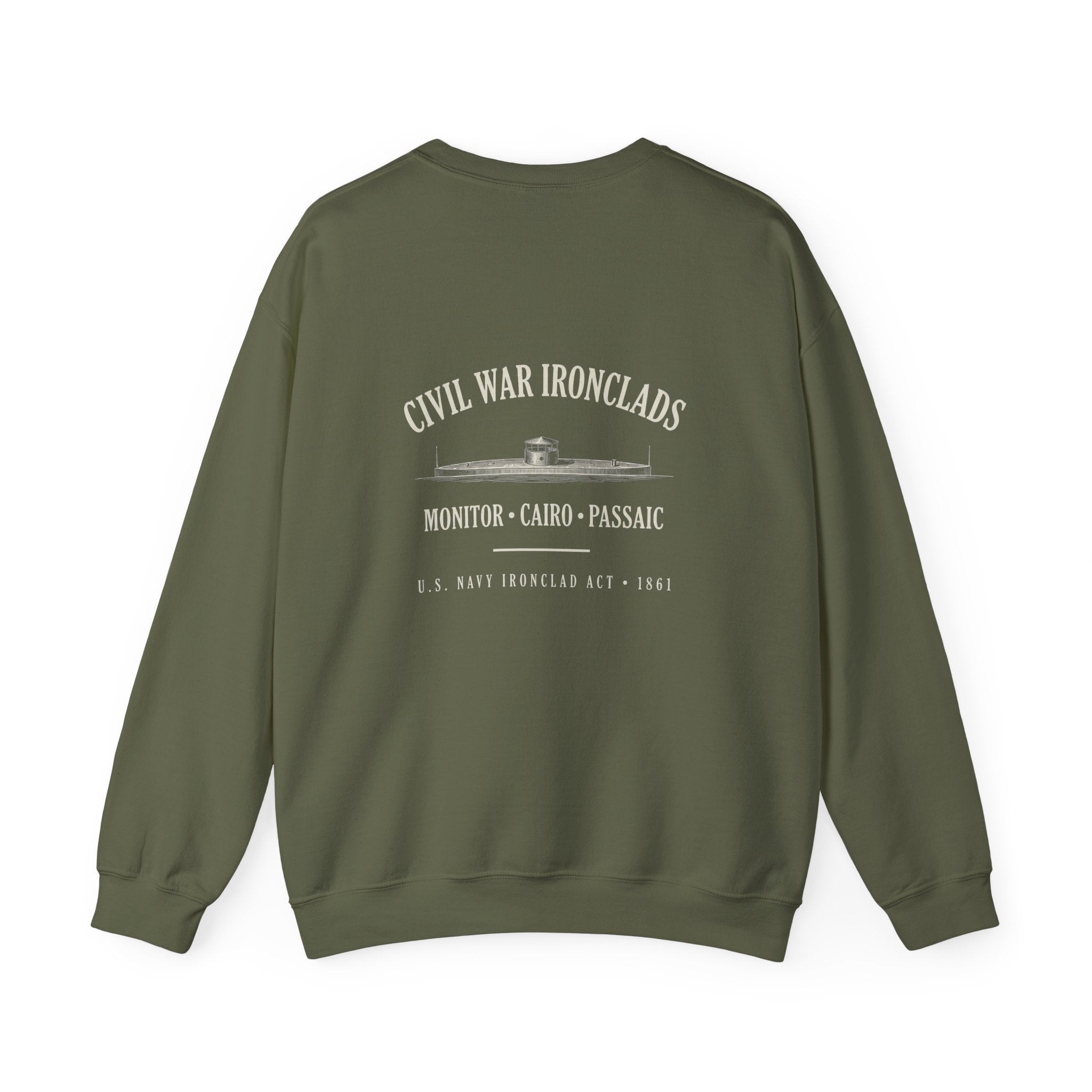 Civil War River Ironclads Back Print Sweatshirt