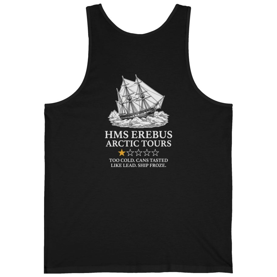 Hms Erebus Arctic Tours Back Print Tank Top - Black back