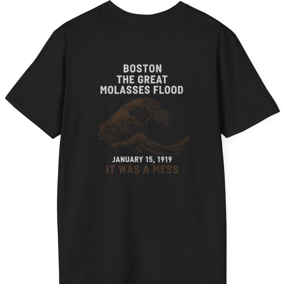 Boston The Great Molasses Flood Back Print T-Shirt - Black back