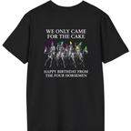 Four Horsemen Birthday Party Back Print T-Shirt - Black back