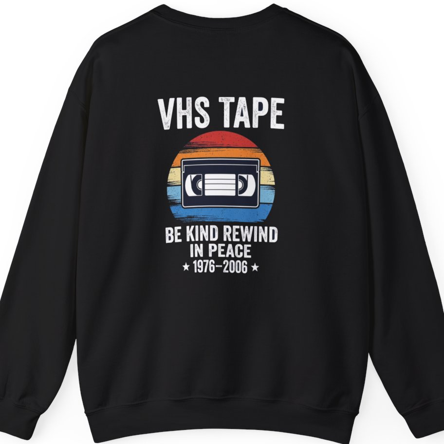 Vhs Tape Memorial Back Print Sweatshirt - Black back