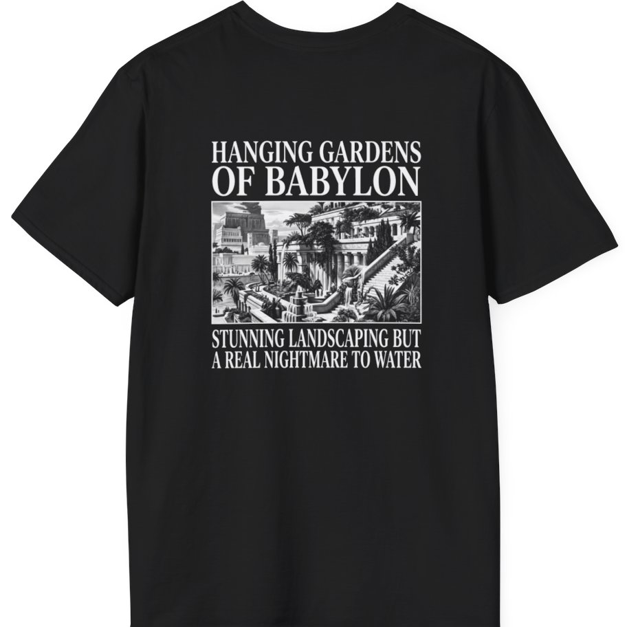 Hanging Gardens Landscaping Back Print T-Shirt - Black back