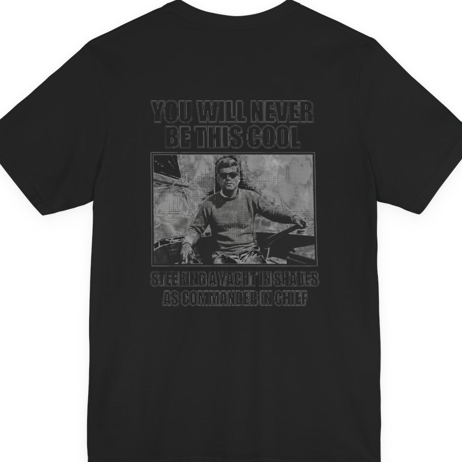 Jfk Yacht Sunglasses Flex Back Print Premium Tee - Black back