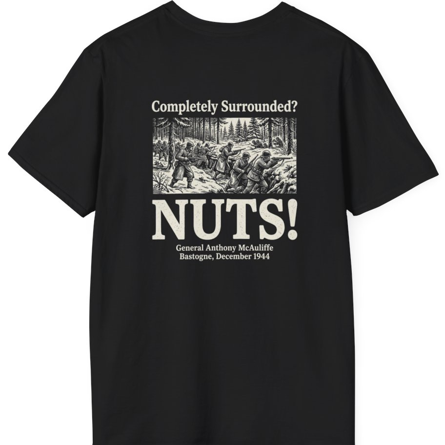 Bastogne Nuts Defiance Back Print T-Shirt - Black back
