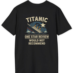 Titanic One Star Review Back Print T-Shirt - Black back