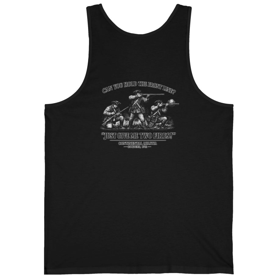 Continental Militia Two Fires Cowpens Back Print Tank Top - Black back
