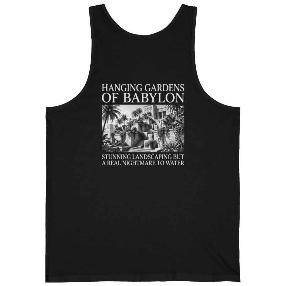 Hanging Gardens Landscaping Back Print Tank Top - Black back