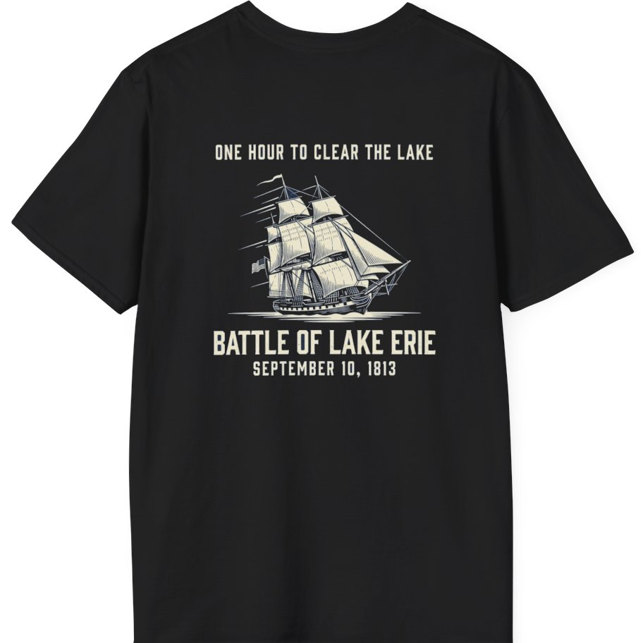 Battle of Lake Erie Back Print T-Shirt - Black back