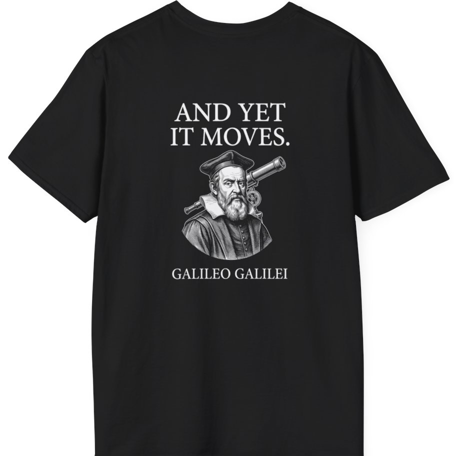 Galileo And Yet It Moves Back Print T-Shirt - Black back