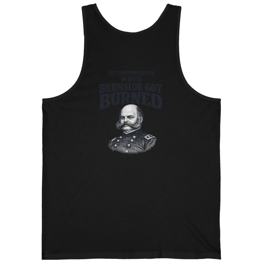 Fredericksburg Burnside Got Burned Vintage Back Print Tank Top - Black back