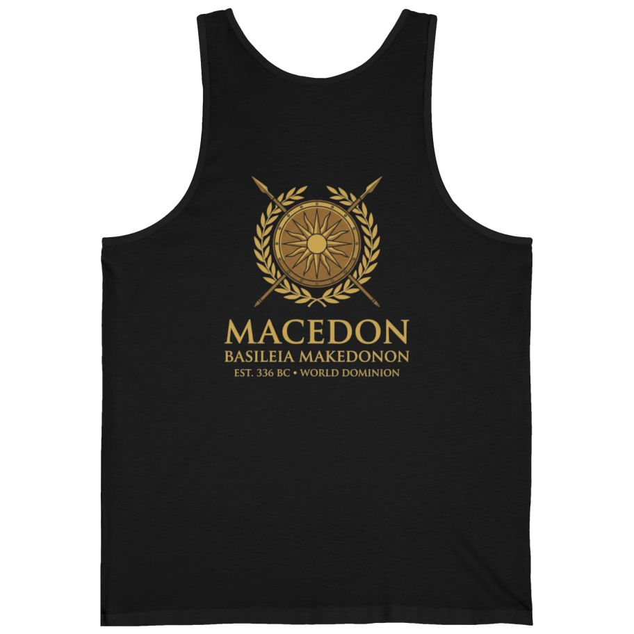 Macedonian Empire Crest Back Print Tank Top - Black back