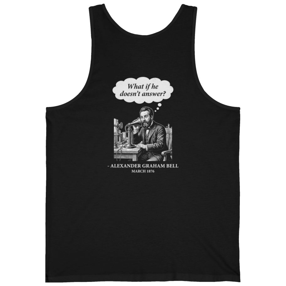 First Phone Call Panic Back Print Tank Top - Black back