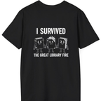 I Survived The Great Library Back Print T-Shirt - Black back
