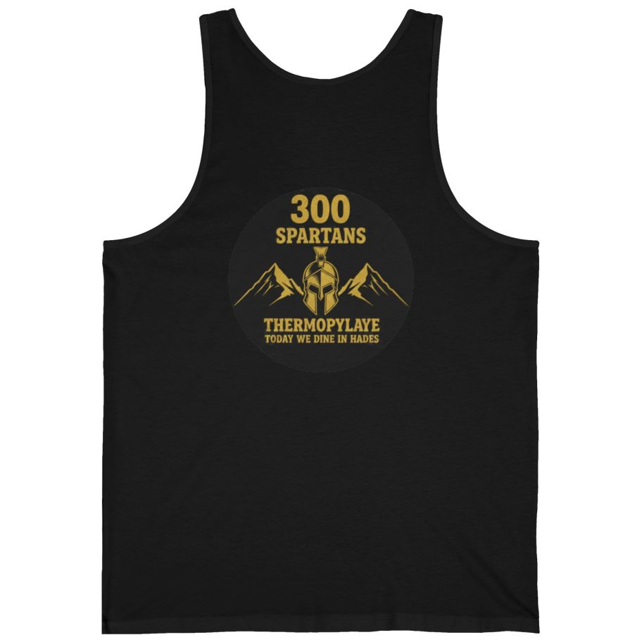 Spartans Thermopylae Back Print Tank Top - Black back