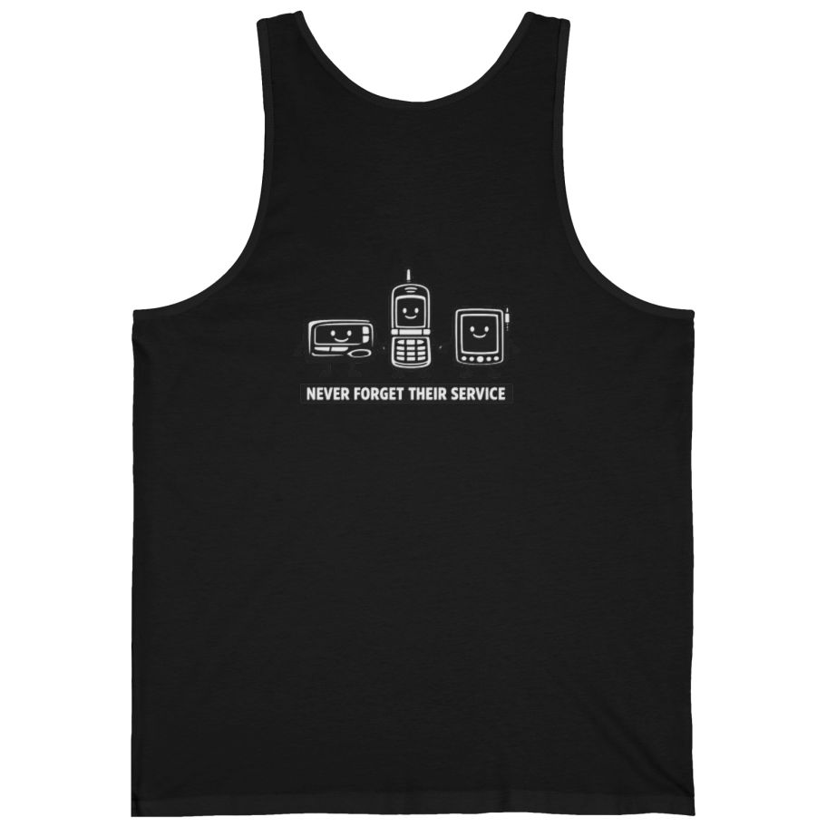 Never Forget Their Service Obsolete Back Print Tank Top - Black back