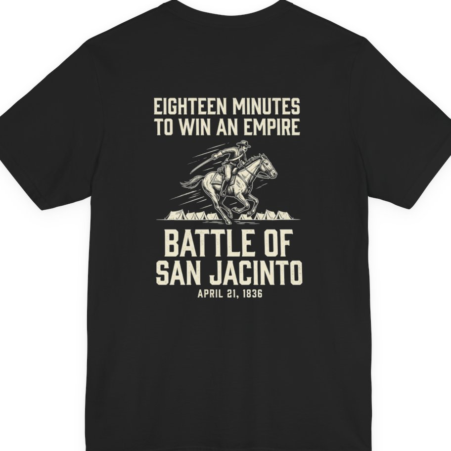 San Jacinto Eighteen Minutes Back Print Premium Tee - Black back