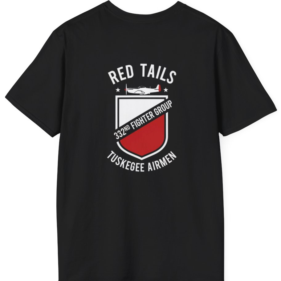 Red Tails 332nd Fighter Group Back Print T-Shirt - Black back