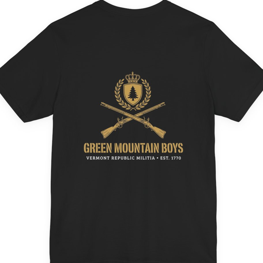 Green Mountain Boys Crest Back Print Premium Tee - Black back