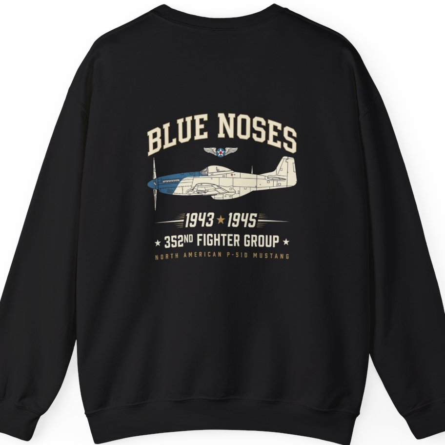 Blue Nosed Fighter Group Back Print Sweatshirt - Black back