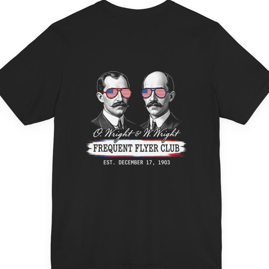 Wright Brothers Frequent Flyer Back Print Premium Tee - Black back