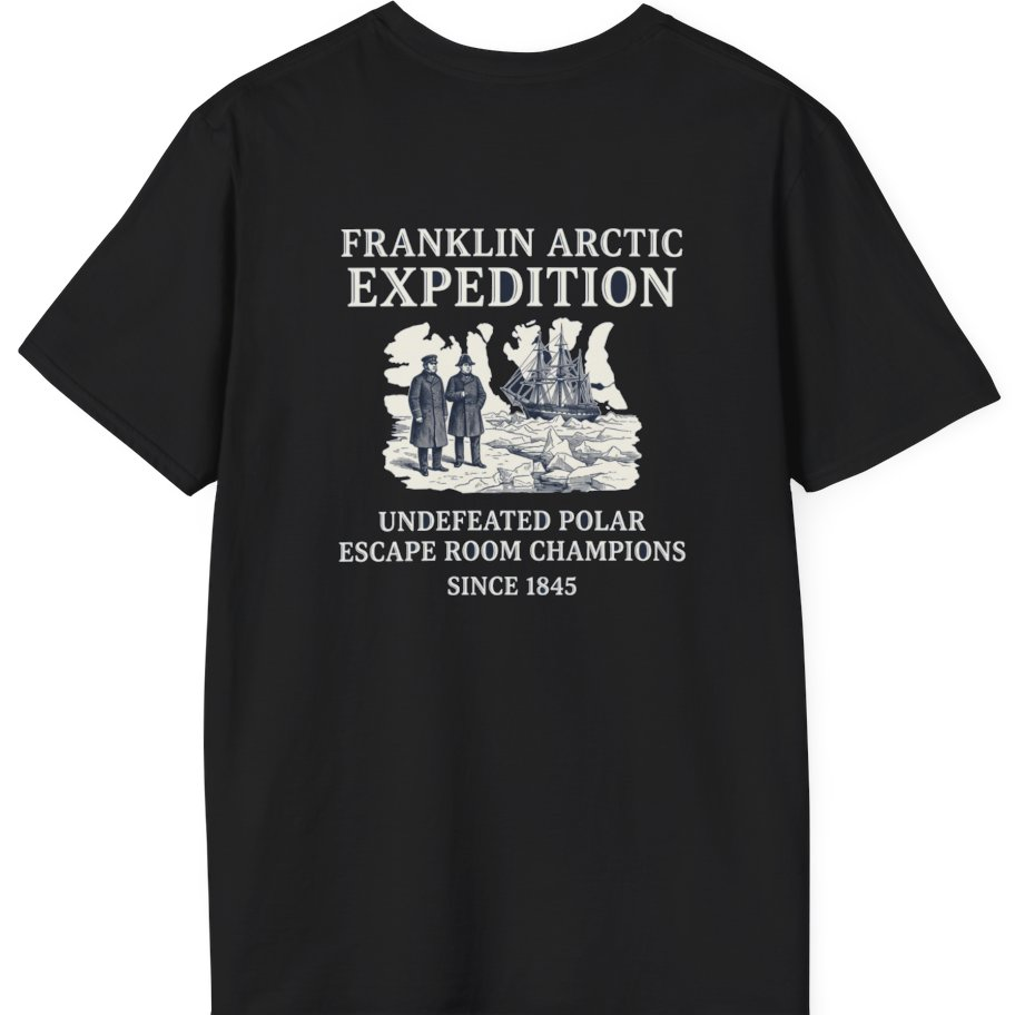 Franklin Arctic Expedition Escape Room Back Print T-Shirt - Black back