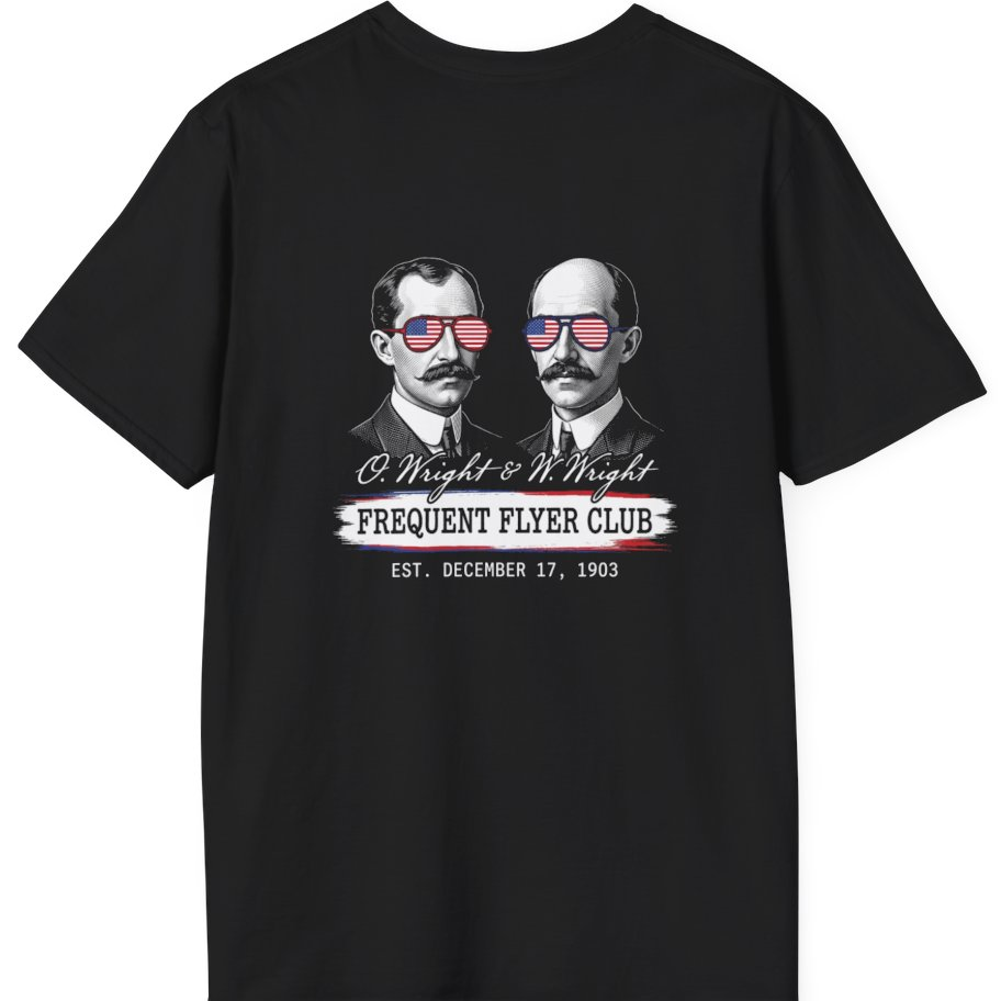 Wright Brothers Frequent Flyer Back Print T-Shirt - Black back