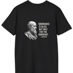 Socrates Ignorance Is Bliss Quote Back Print T-Shirt - Black back