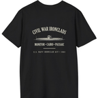 Civil War River Ironclads Back Print T-Shirt - Black back