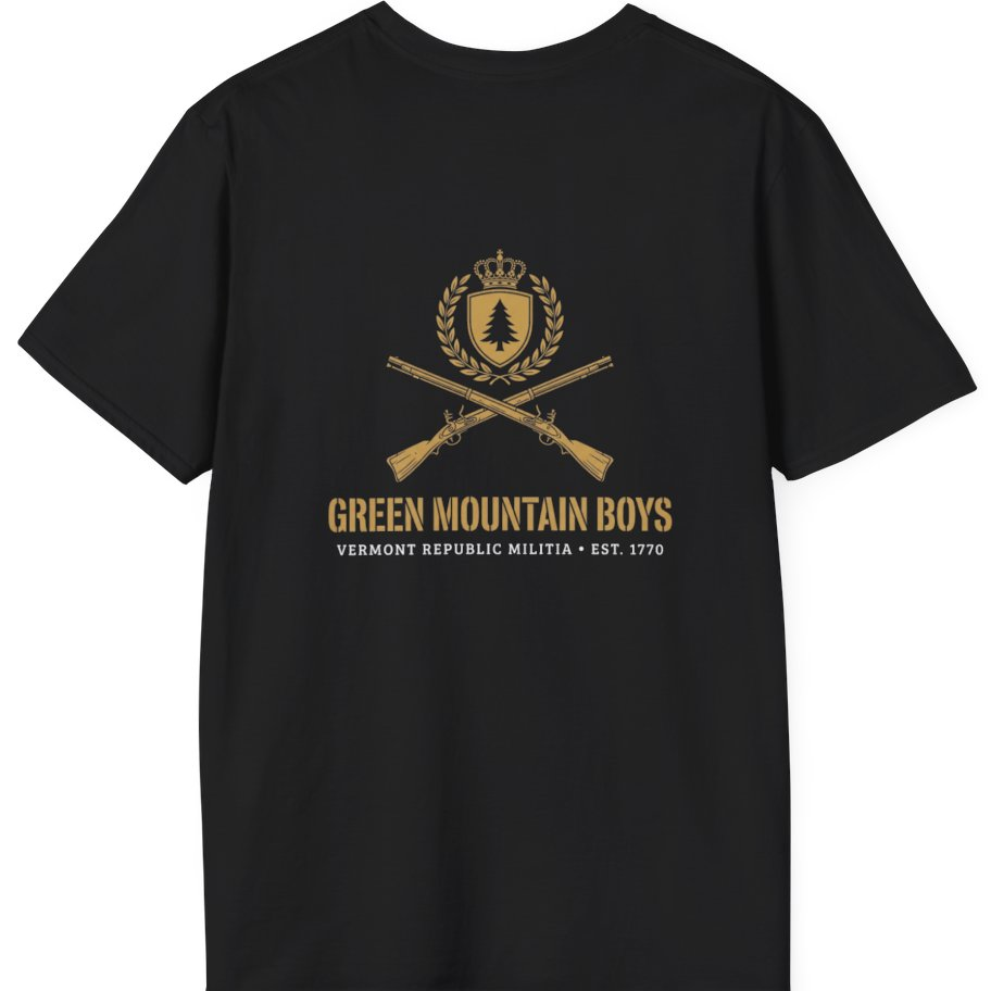 Green Mountain Boys Crest Back Print T-Shirt - Black back