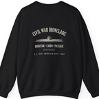 Civil War River Ironclads Back Print Sweatshirt - Black back